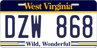 WV license plate DZW868