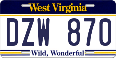 WV license plate DZW870