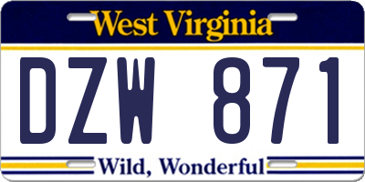 WV license plate DZW871