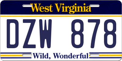 WV license plate DZW878