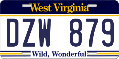 WV license plate DZW879