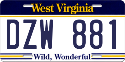 WV license plate DZW881