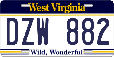 WV license plate DZW882