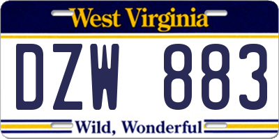 WV license plate DZW883