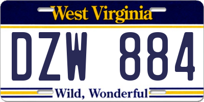 WV license plate DZW884