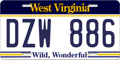 WV license plate DZW886