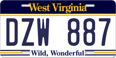 WV license plate DZW887