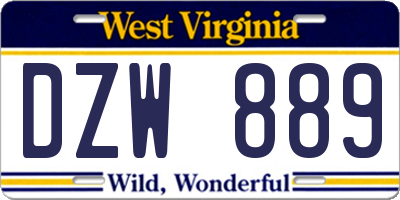 WV license plate DZW889