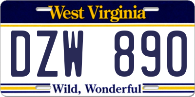 WV license plate DZW890