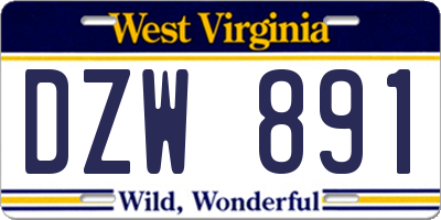 WV license plate DZW891