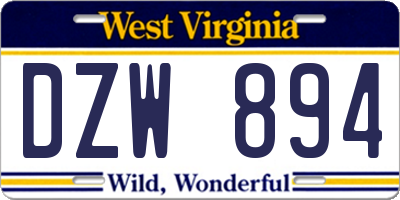 WV license plate DZW894