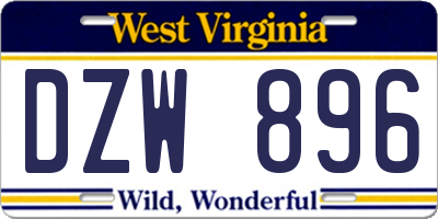 WV license plate DZW896