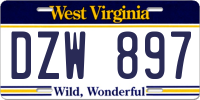 WV license plate DZW897