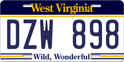 WV license plate DZW898