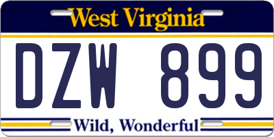 WV license plate DZW899