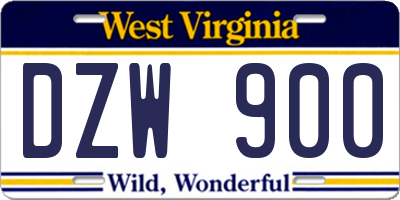 WV license plate DZW900