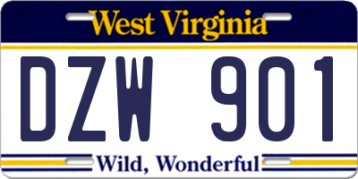 WV license plate DZW901