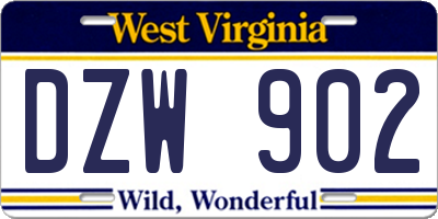 WV license plate DZW902