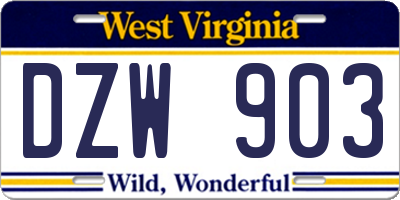 WV license plate DZW903