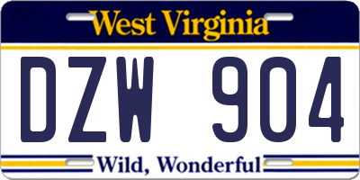 WV license plate DZW904