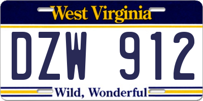 WV license plate DZW912