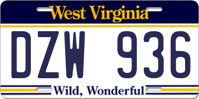 WV license plate DZW936