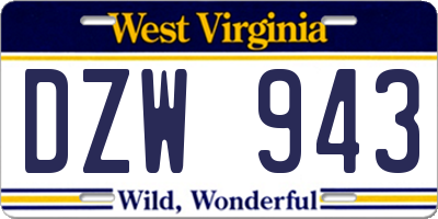 WV license plate DZW943