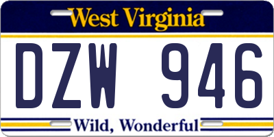 WV license plate DZW946