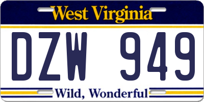 WV license plate DZW949