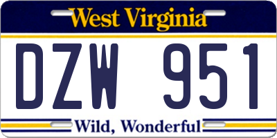 WV license plate DZW951