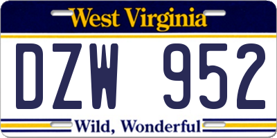 WV license plate DZW952