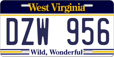 WV license plate DZW956