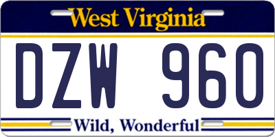 WV license plate DZW960