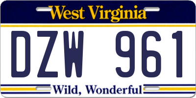 WV license plate DZW961