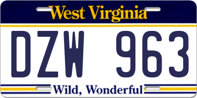 WV license plate DZW963