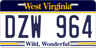 WV license plate DZW964