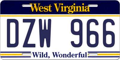 WV license plate DZW966