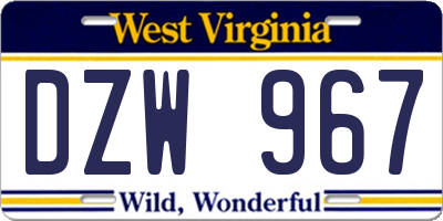 WV license plate DZW967