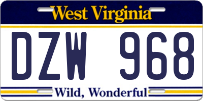 WV license plate DZW968