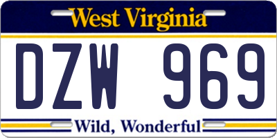 WV license plate DZW969