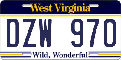 WV license plate DZW970