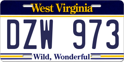 WV license plate DZW973