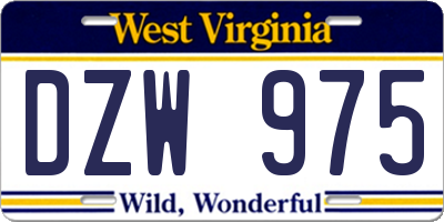 WV license plate DZW975