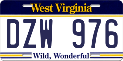 WV license plate DZW976