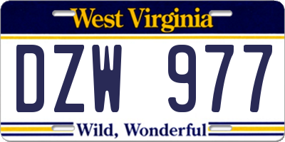 WV license plate DZW977