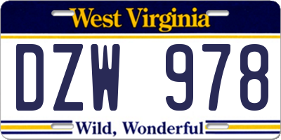 WV license plate DZW978