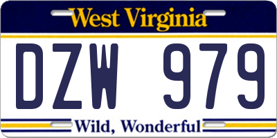 WV license plate DZW979