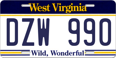 WV license plate DZW990