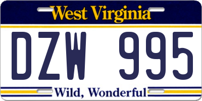 WV license plate DZW995