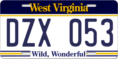 WV license plate DZX053